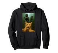 Cat Selfie Running From Raptors Dinosaurs Funny Kitty Pullover Hoodie