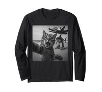 Cat Selfie Shark Crocodile Italian Brainrot Meme Men Women Long Sleeve T-Shirt