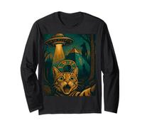 Cat Selfie UFO Bastet Pyramid Ancient Egypt Alien Light Long Sleeve T-Shirt