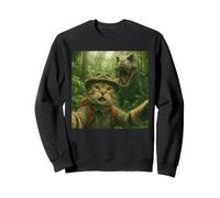 Cat Selfie with a T-Rex Funny Dinosaur Meme Sweatshirt