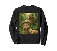 Cat Selfie with a T-Rex Funny Dinosaur Sweatshirt