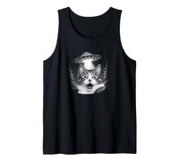 Cat Selfie with Alien UFO Funny Cat Lovers Men Women Kids Tank Top