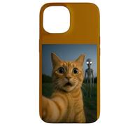 Cat Selfie with Alien with White Eyes Funny for Kids Adults Case for iPhone 15