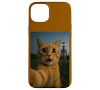 Cat Selfie with Alien with White Eyes Funny for Kids Adults Case for iPhone 15 Plus