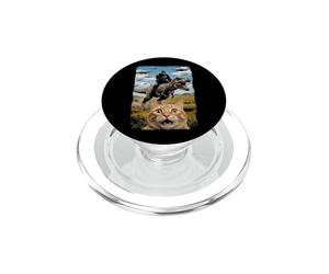 Cat Selfie With Aliens Gorilla T-Rex -Fun Teen Boys Cat Meme PopSockets PopGrip for MagSafe