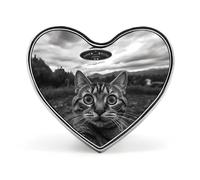 Cat Selfie With Aliens Spaceship Unisex Novelty Brooches & Pins Heart Metal Lapel Badge for Clothing Shawl Hat