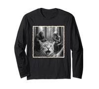 Cat Selfie With Bigfoot & Alien | Funny Scared Cat Long Sleeve T-Shirt