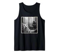 Cat Selfie With Bigfoot & Raccoon | Funny Scared Cat Tank Top