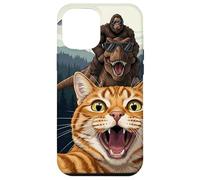 Cat Selfie with Bigfoot Riding T-rex Dinosaur Alien UFO Case for iPhone 12 Pro Max