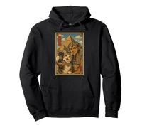 Cat Selfie with Pharaoh Pyramids Cute Ukiyo-e Japanese Art Pullover Hoodie