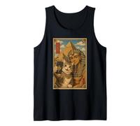 Cat Selfie with Pharaoh Pyramids Cute Ukiyo-e Japanese Art Tank Top