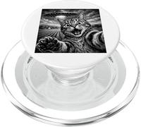 Cat Selfie with UFO Funny Cat Lover alien UFO believer PopSockets PopGrip for MagSafe