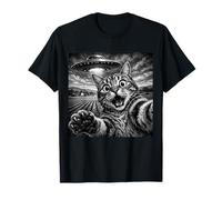 Cat Selfie with UFO Funny Cat Lover Alien UFO Believer T-Shirt