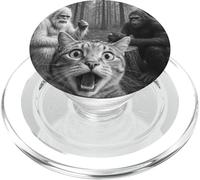Cat Selfie With Yeti & Bigfoot | Funny Scared Cat PopSockets PopGrip for MagSafe