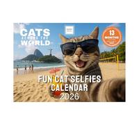 Cat Selfies Calendar 2026 - Funny Cat Wall Calendar UK - A4 to A3 with Space for Notes - Printed in the UK by Ruby Ashley®