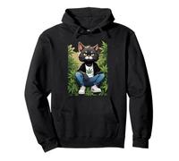 Cat seriously guards a cannabis field 1 - Fan Fun Pullover Hoodie