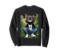 Cat seriously guards a cannabis field 1 - Fan Fun Sweatshirt