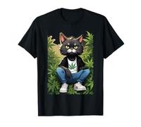 Cat Seriously Guards a Cannabis Field 1 - Fan Fun T-Shirt
