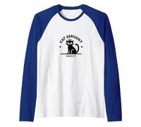 Cat Servant On Duty: Regal Feline Design for Pet Lovers Raglan Baseball Tee, Men, Royal Blue/White, XL