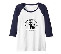 Cat Servant On Duty: Regal Feline Design for Pet Lovers Raglan Baseball Tee, Women, Navy/White, S