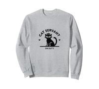 Cat Servant On Duty: Regal Feline Design for Pet Lovers Sweatshirt, Adult Unisex, Heather Grey, L