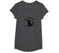 Cat Servant On Duty: Regal Feline Design for Pet Lovers T-Shirt, Girls, Dark Heather Grey, Small