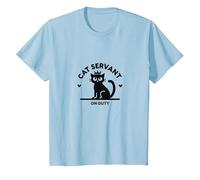 Cat Servant On Duty: Regal Feline Design for Pet Lovers T-Shirt, Kids, Baby Blue, 10 Years