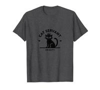 Cat Servant On Duty: Regal Feline Design for Pet Lovers T-Shirt, Men, Dark Heather Grey, M