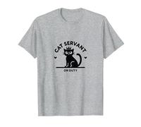 Cat Servant On Duty: Regal Feline Design for Pet Lovers T-Shirt, Men, Heather Grey, L