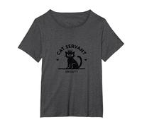 Cat Servant On Duty: Regal Feline Design for Pet Lovers T-Shirt, Women's Plus, Dark Heather Grey, 1X