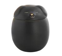 Cat Shape Ceramic Canister, Pet Memorial Urn Seal Pot, Small Ceramic Jar Sugar Bowl Storage Jar Tea Containers with Lid(black-dog)