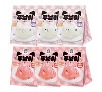 Cat Shape Cute Korean Pudding Jelly Snacks 90g (6 Packs) - Grape & Peach Fruit Flavour Adorable Party Dessert - Fun & Bouncy - Smooth & Chewy Texture (Assorted 2 Flavour)