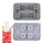 Cat Shape for Ice Cubes - Reusable Craft Moulds, 4 Cavities Tray 12x8cm, Cute Shape Freezing Tools | 3D Cat Silicone Maker for DIY Cocktail Bar Accessories Women Men Kitchen