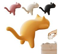 Cat Shape Key Ring - Flexible and Adhesive Free Office Handbag Hook - Removable Adhesive Clamping Clip 4 Pieces for Kitchen Bathroom Closet Handbags Backpacks Cordo