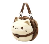 Cat Shape Small Bag - Plush Animal Handbag, Cute Figure Shoulder Carrier, Mini Textile Satchel Container, Stylish Character Inspired Accessory | for Women Girl Daily Movement Errand Walking Leisure Us