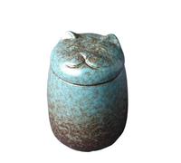 Cat Shape Urn For Pet Ashes- Cat Shape Memorial Cremation -Handcrafted Black Decorative For Funeral Cat Urn Dog Urn(Light blue)