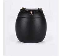 Cat Shape Urn For Pet Ashes Cat Shape Memorial Cremation Urns Handcrafted Black Decorative Urns For Funeral Cat Urn Animal Urn(Black,M)