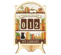 Cat Shape Wooden Books Read This Year Counter, Bookshelf Decor with 3 Sets of Numbers 0-9 and Base, Interactive Reading Tracker for Desktop and Shelf, Creative Book Lover Gifts for Readers