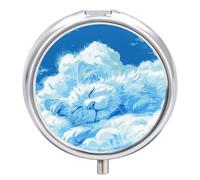 Cat Shaped Cloud Pill Box Cute Round Pill Box 3 Compartment Decorative Pocket Purse Portable Mini Travel Medicine Tablet Vitamin Fish Oil Holder Organizer Pill Case