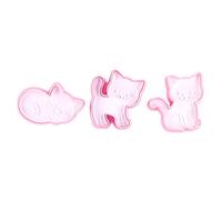 Cat Shaped Cookie Cutters Set of 3 | Food Grade Plastic Baking Tools for Homemade Biscuits/Cupcakes/DIY Desserts | Cute Cartoon Design for Young Bakers & Family Baking