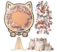 Cat Shaped Jigsaw Puzzle - 135 Piece Coloured Wooden Puzzle,Cute Cat Silhouette Design,Unique Irregular Shapes - Creative Animal Puzzle for Adults & Kids,Gift for Cats Lovers & Home Decor Accent