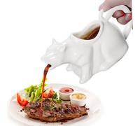 Cat-Shaped Porcelain Gravy Boat, Porcelain Milk Jug, 250ml Ceramic Gravy Boat for Sauces, Warming Sauces, Salad Dressings, Milk, Original Cat Gift for Animal Lovers (White)