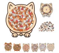Cat Shaped Puzzle, 135-Piece Cat Shaped Wooden colouring Puzzle | Cat Jigsaw Puzzle, Unique Animal Shape Irregular Jigsaw with Frame, Creative Gifts for Cats Lovers, Funny Home Decor
