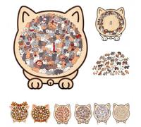 Cat Shaped Puzzle, 135-Piece Cat Shaped Wooden colouring Puzzle | Cat Jigsaw Puzzle, Unique Animal Shape Irregular Jigsaw with Frame, Creative Gifts for Cats Lovers, Funny Home Decor