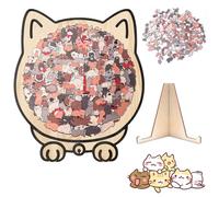 Cat Shaped Puzzle,135-Piece Cat Shaped Wooden Jigsaw Puzzle,Framed by Adorable Cats Outline Puzzles,Challenging Irregular Jigsaw,Creative Cats puzzle Gifts for CatsLovers,Funny Home Decor