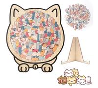 Cat Shaped Puzzle,135-Piece Cats Shaped Wooden Jigsaw Puzzle,Challenging Irregular Jigsaw,Creative Cat puzzle Gifts for Cats Lovers,Funny Home Decor