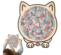 Cat Shaped Puzzle, 135-Piece Colored Cat Shaped Wooden Jigsaw Puzzle Creative Animal Shape Wood Puzzles Irregular Jigsaw Home Decor For Cats Lovers, 23.7x21.8cm