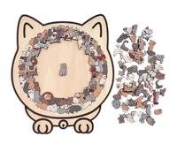 Cat Shaped Puzzle, 135-piece Colored Cat Shaped Wooden Jigsaw Puzzle, Framed by Adorable C-ats Outline Puzz-les, Creative Puzzl-e Gifts for Ca-ts Lovers, Home Decor