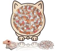 Cat Shaped Puzzle, 135-Piece Colored Cats Shaped Wooden Jigsaw Puzzles, Framed by Adorable Cats Outlines, Challenging Irregular Jigsaw, As Home Decor Gift-B