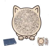 Cat Shaped Puzzle, 135-piece morandi-colored cat shaped wooden jigsaw puzzle, Cats Shaped Wooden Puzzle, Creative P-uzzle Gifts for Cats Lover Home Decor (B)